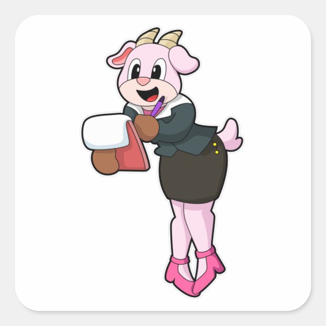 Goat as Secretary with High Heels Square Sticker (Front)