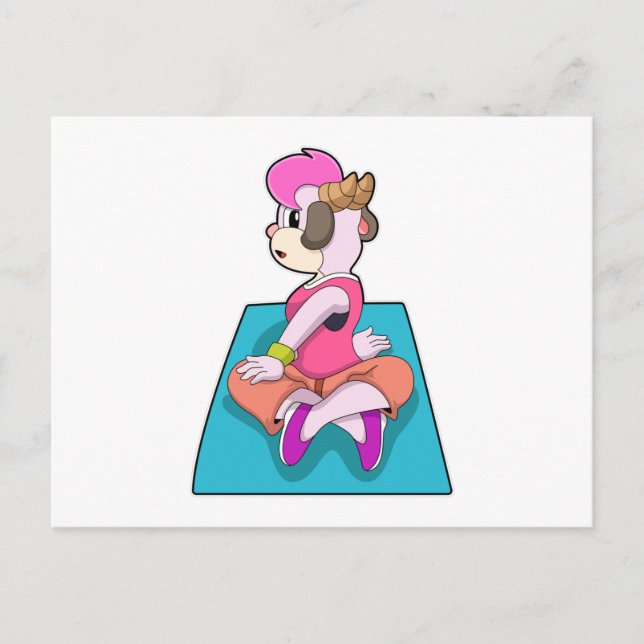 Goat at Yoga on Yoga mat Postcard (Front)
