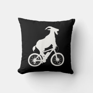 Goat Bicycle Rider Funny Goat Lover Graphic Throw Pillow