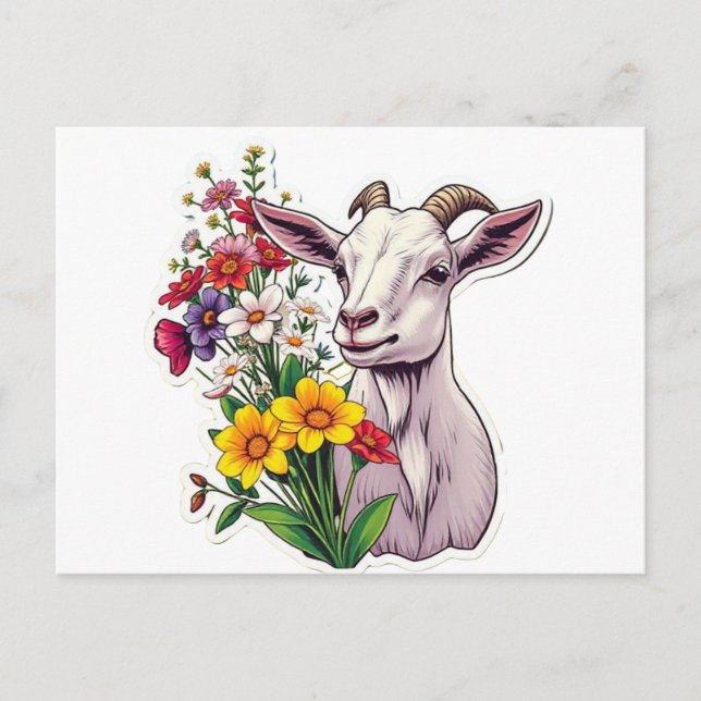 Goat Bouquet Post Card (Front)