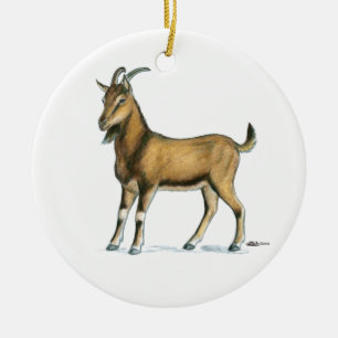 Goat:  Brown Ceramic Ornament