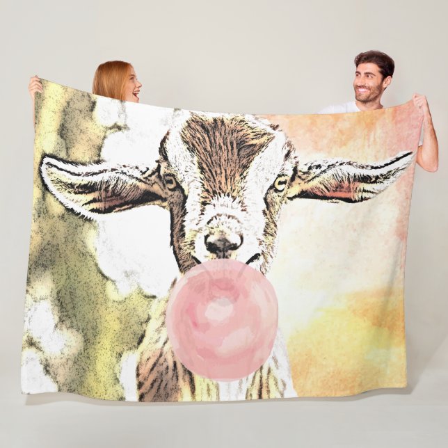 GOAT| Bubblegum Airplane Ears Kid Goat GetYerGoat™ Fleece Blanket (In Situ)
