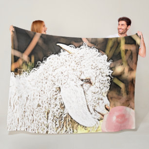 GOAT   Bubblegum Baby  Angora Goat  by GetYerGoat™ Fleece Blanket
