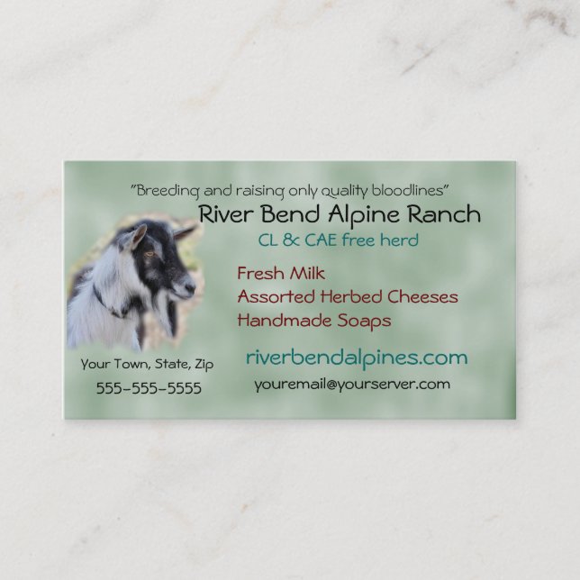 Goat Business Card- customize-add your own photo Business Card (Front)