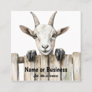 Goat by a fence square business card