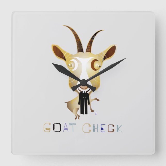 Goat Check – ZooDo Illustration Square Wall Clock (Front)
