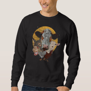 Goat Chicken Donkey Cow Country Farmer Farm Animal Sweatshirt