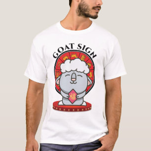 Goat Chinese Zodiac Sign Men White T-Shirt