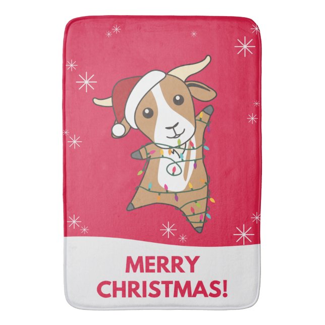 Goat Christmas Goats Winter Animals Bath Mat (Front Vertical)