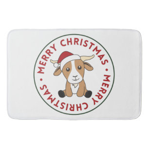 Goat Christmas Goats Winter Animals Bath Mat
