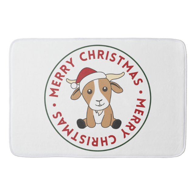 Goat Christmas Goats Winter Animals Bath Mat (Front)