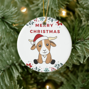 Goat Christmas Goats Winter Animals Ceramic Orname Ceramic Ornament