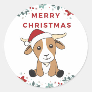 Goat Christmas Goats Winter Animals Classic Round Classic Round Sticker