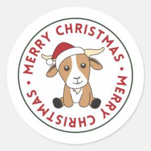 Goat Christmas Goats Winter Animals Classic Round  Classic Round Sticker