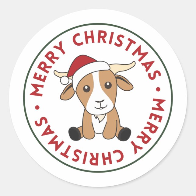 Goat Christmas Goats Winter Animals Classic Round  Classic Round Sticker (Front)