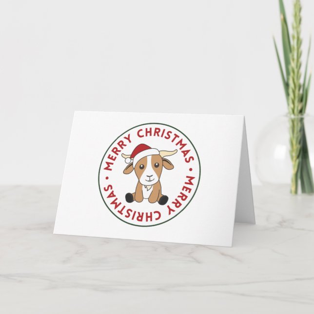 Goat Christmas Goats Winter Animals Holiday Card (Front)