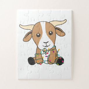 Goat Christmas Goats Winter Animals Jigsaw Puzzle