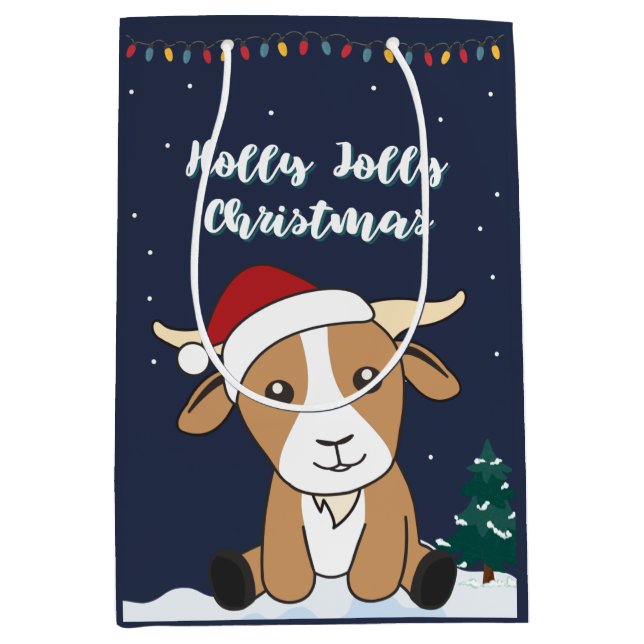 Goat Christmas Goats Winter Animals Medium Gift Ba Bag (Front)