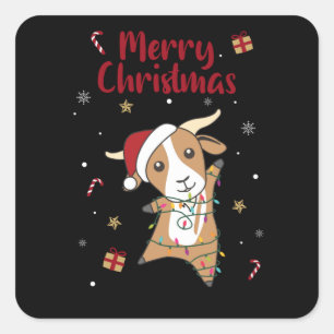 Goat Christmas Goats Winter Animals Square Sticker