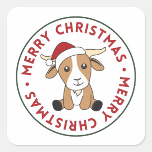 Goat Christmas Goats Winter Animals Square Sticker