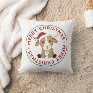 Goat Christmas Goats Winter Animals Throw Pillow