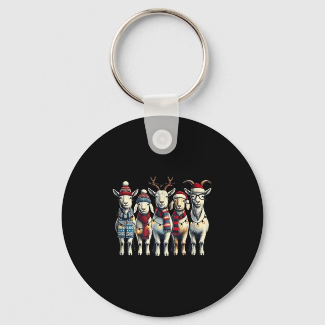 Goat Christmas Goats Xmas Goat Lover  Keychain (Front)