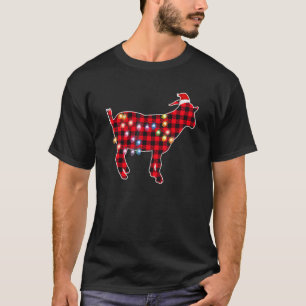 Goat Christmas Light Red Plaid Matching Family Gro T-Shirt