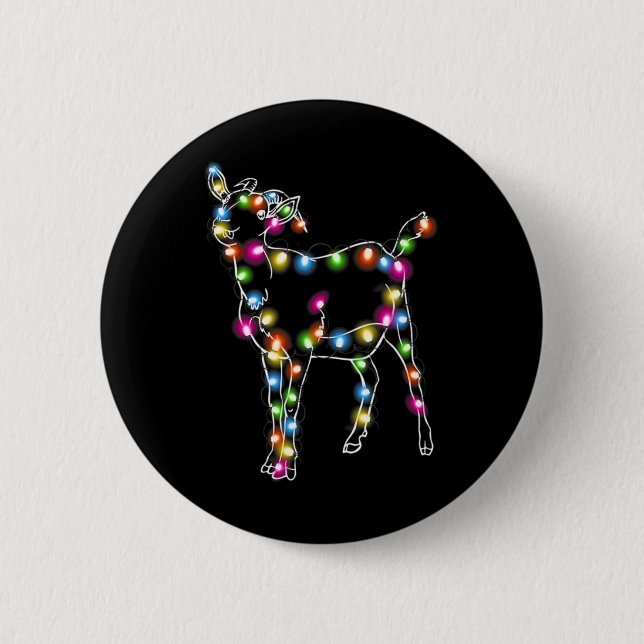 Goat Christmas Light Tree Goat Lover  2 Inch Round Button (Front)