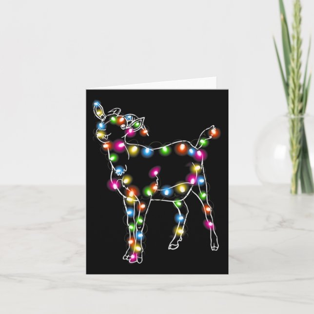 Goat Christmas Light Tree Goat Lover  Card (Front)