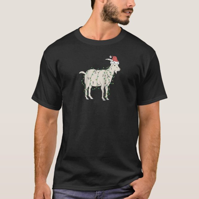 Goat Christmas Lights Funny Christmas Raglan Baseb T-Shirt (Front)