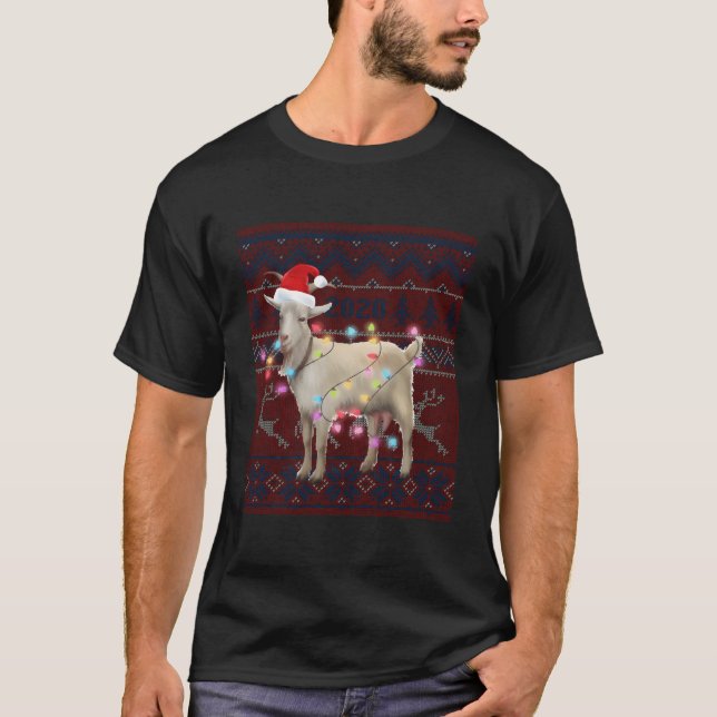 Goat Christmas Lights Ugly Sweater Goat Lover Gift (Front)
