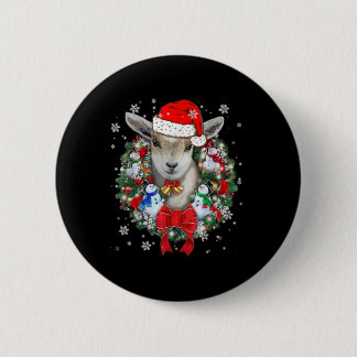 Goat Christmas Ornament 2 Inch Round Button