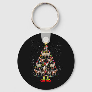 Goat Christmas Pajama Xmas Goats Tree Lights Sant Keychain