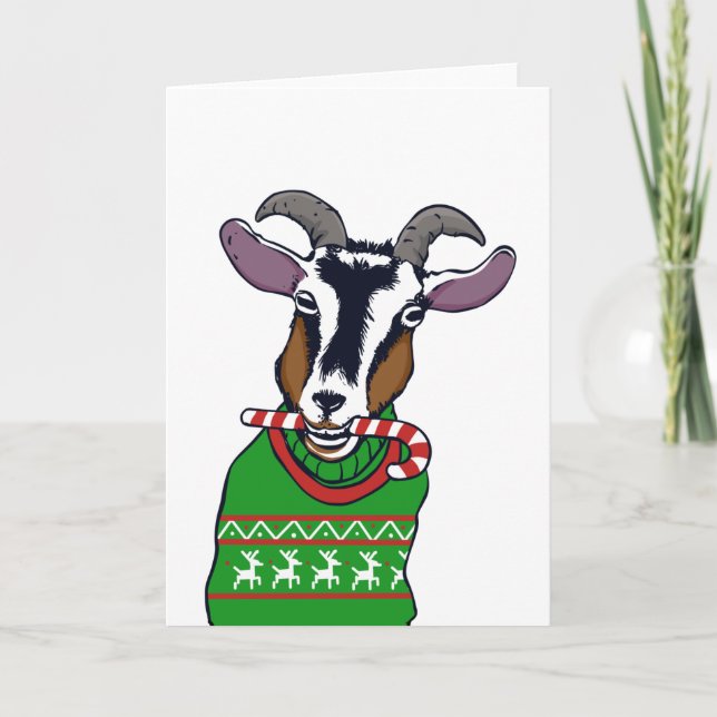 Goat Christmas Sweater Card (Front)