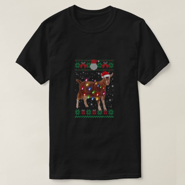 Goat Christmas Sweater Goat Christmas Tree Lights (Design Front)