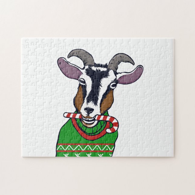 Goat Christmas Sweater Jigsaw Puzzle (Horizontal)
