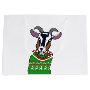Goat Christmas Sweater Large Gift Bag