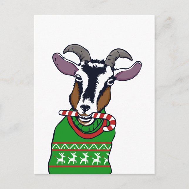 Goat Christmas Sweater Postcard (Front)