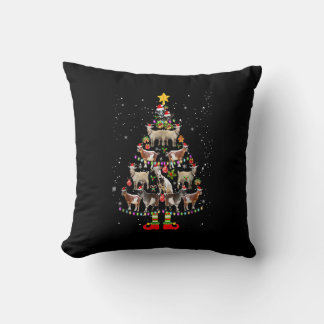 Goat Christmas Tree Snow Funny Goat Xmas Matching Throw Pillow