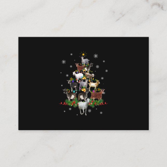 Goat Christmas Tree Snow Goat Xmas Business Card (Front)