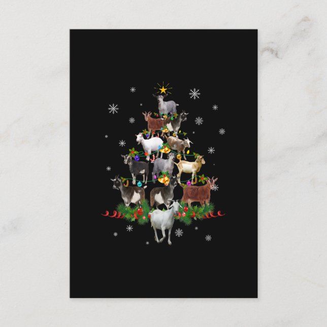 Goat Christmas Tree Snow Goat Xmas Enclosure Card (Front)