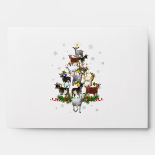 Goat Christmas Tree Snow Goat Xmas Envelope