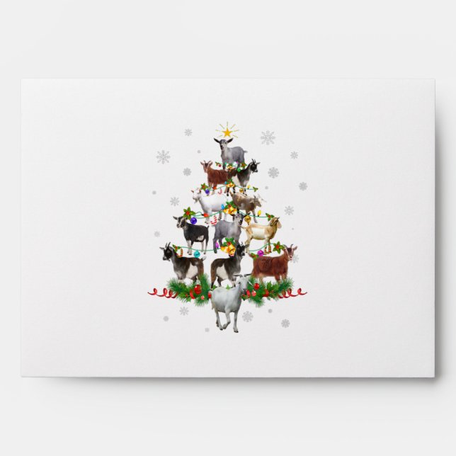 Goat Christmas Tree Snow Goat Xmas Envelope (Front)