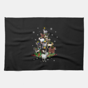 Goat Christmas Tree Snow Goat Xmas Kitchen Towel