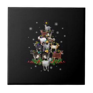 Goat Christmas Tree Snow Goat Xmas Tile