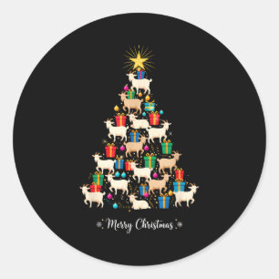 Goat Christmas Tree Xmas Holiday Men &amp; Women  Classic Round Sticker