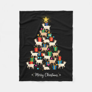 Goat Christmas Tree Xmas Holiday Men & Women Fleece Blanket