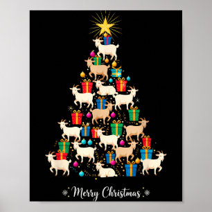 Goat Christmas Tree Xmas Holiday Men &amp; Women  Poster