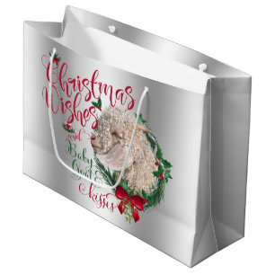 GOAT Christmas Wishes Baby Goat Kisses Angora Large Gift Bag