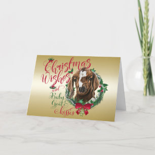 GOAT   Christmas Wishes Baby Goat Kisses Boer Holiday Card